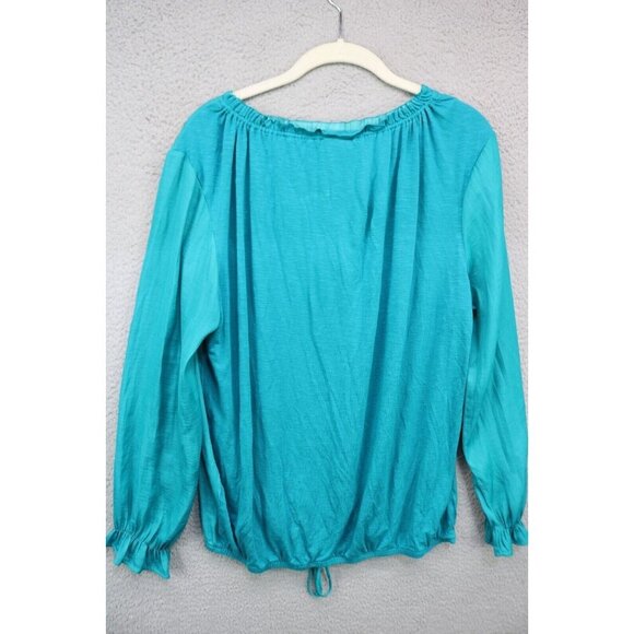 Dolan Left Coast Collection Long Sleeve Silky Blue Top-Medium-Elastic Waist - Picture 8 of 11
